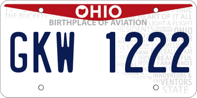 OH license plate GKW1222