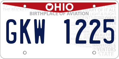 OH license plate GKW1225