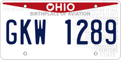 OH license plate GKW1289