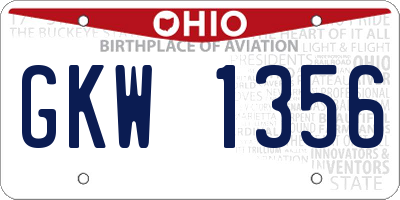 OH license plate GKW1356