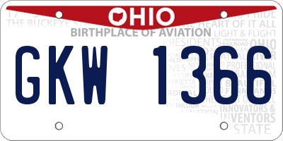 OH license plate GKW1366