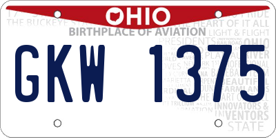 OH license plate GKW1375