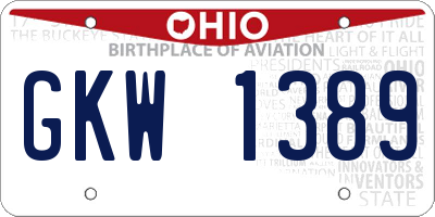 OH license plate GKW1389