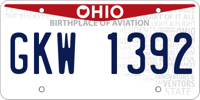 OH license plate GKW1392