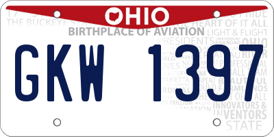 OH license plate GKW1397