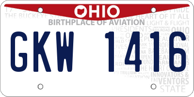 OH license plate GKW1416