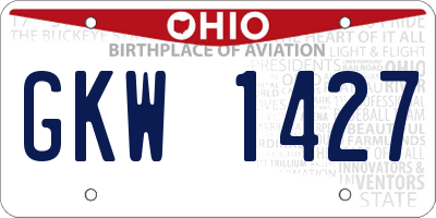 OH license plate GKW1427