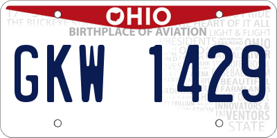 OH license plate GKW1429