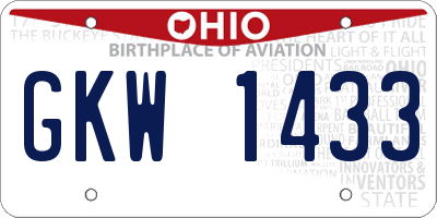 OH license plate GKW1433