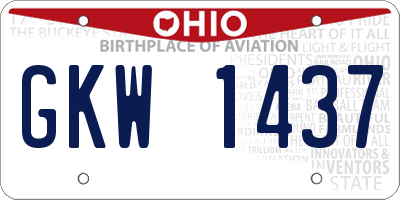 OH license plate GKW1437