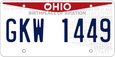 OH license plate GKW1449