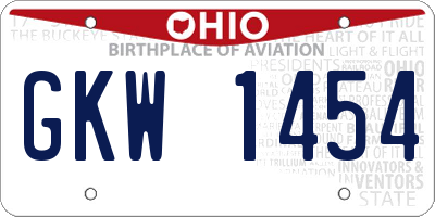OH license plate GKW1454