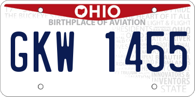 OH license plate GKW1455