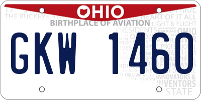 OH license plate GKW1460