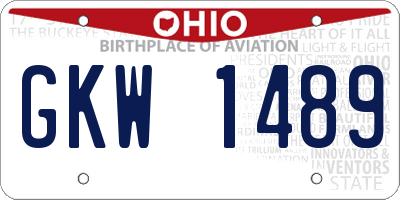 OH license plate GKW1489