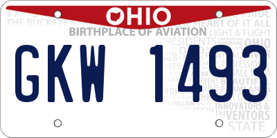 OH license plate GKW1493