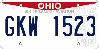 OH license plate GKW1523