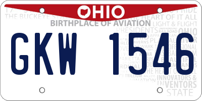 OH license plate GKW1546
