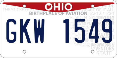 OH license plate GKW1549