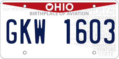 OH license plate GKW1603