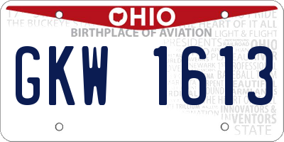 OH license plate GKW1613