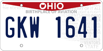 OH license plate GKW1641