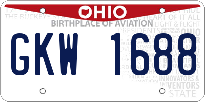 OH license plate GKW1688