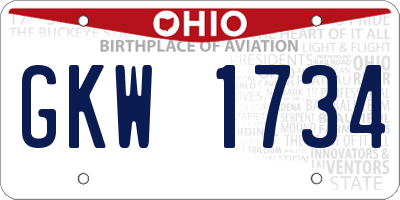 OH license plate GKW1734