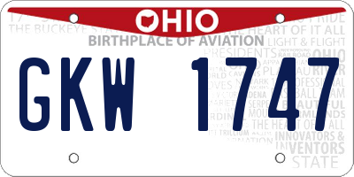 OH license plate GKW1747