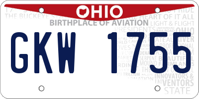 OH license plate GKW1755
