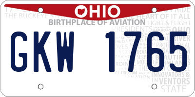 OH license plate GKW1765