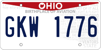 OH license plate GKW1776