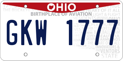 OH license plate GKW1777