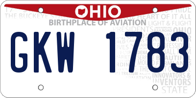 OH license plate GKW1783