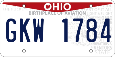 OH license plate GKW1784
