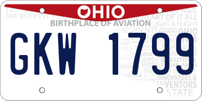 OH license plate GKW1799