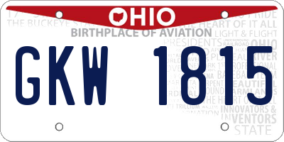 OH license plate GKW1815