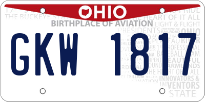 OH license plate GKW1817