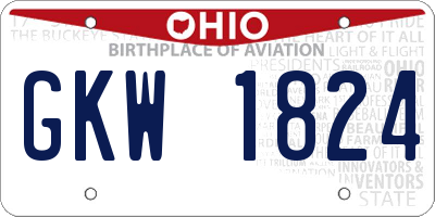 OH license plate GKW1824
