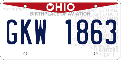 OH license plate GKW1863