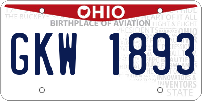 OH license plate GKW1893