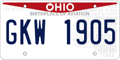 OH license plate GKW1905