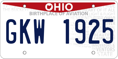 OH license plate GKW1925