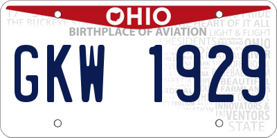 OH license plate GKW1929