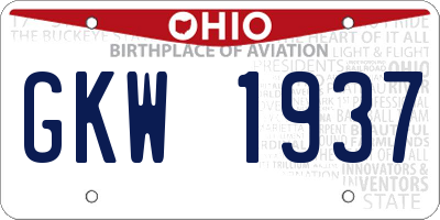 OH license plate GKW1937