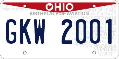 OH license plate GKW2001