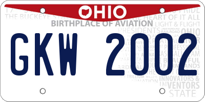 OH license plate GKW2002