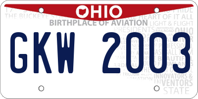 OH license plate GKW2003