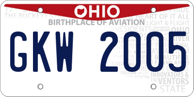 OH license plate GKW2005