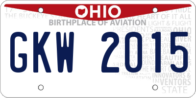 OH license plate GKW2015